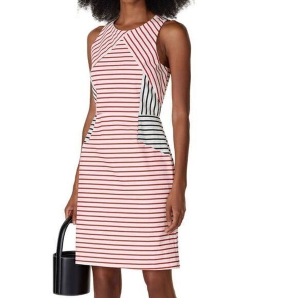SLATE & WILLOW Red and Blue Striped Sleeveless Sheath Dress US 6